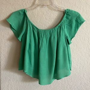 forever 21 flowy green babydoll top size m
